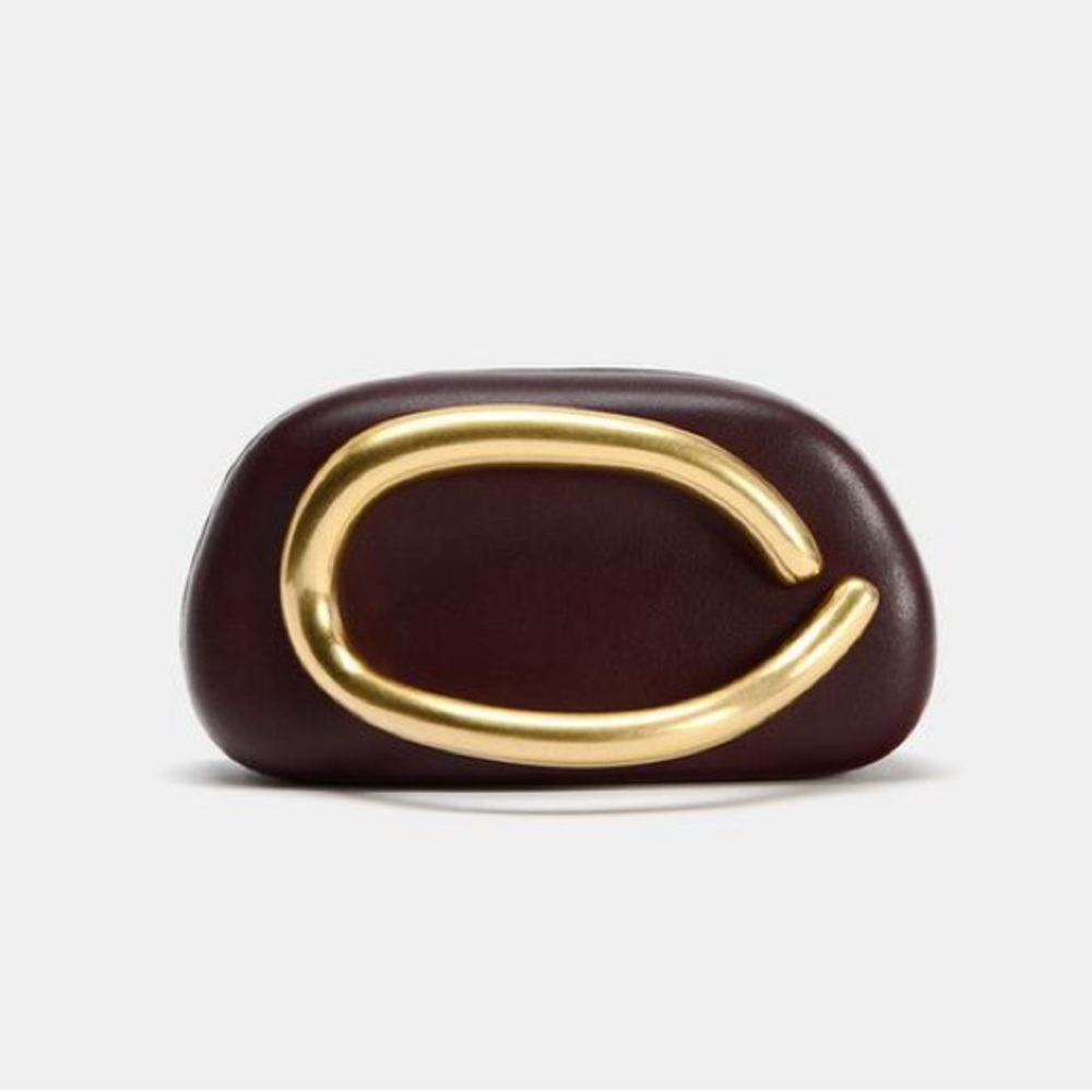 Zara Burgundy Clutch with Gold Detail